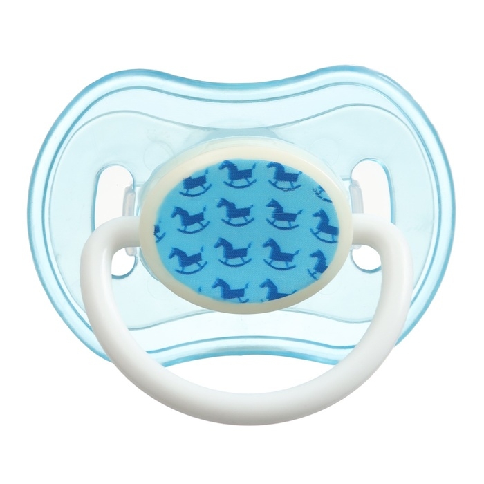Соска - пустышка силиконовая ортодонтическая, от 3 мес., с колпачком, в контейнере, цвет голубой
