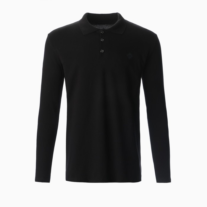 Поло мужское с длинным рукавом, цвет чёрный, размер 52
