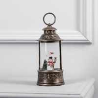 Светодиодная фигура &laquo;Фонарь со снеговиком&raquo; 11 &times; 21 &times; 11 см, пластик, батарейки ААх3 (не в комплекте), USB, свечение тёплое белое