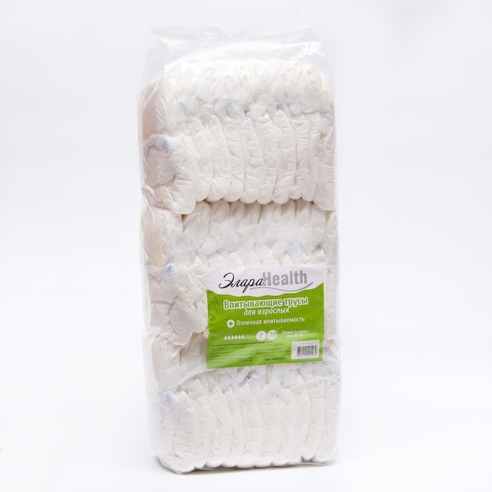 Подгузники-трусики для взрослых ЭлараHEALTH - L, 30шт Подгузники-трусики для взрослых ЭлараHEALTH - L, 30шт