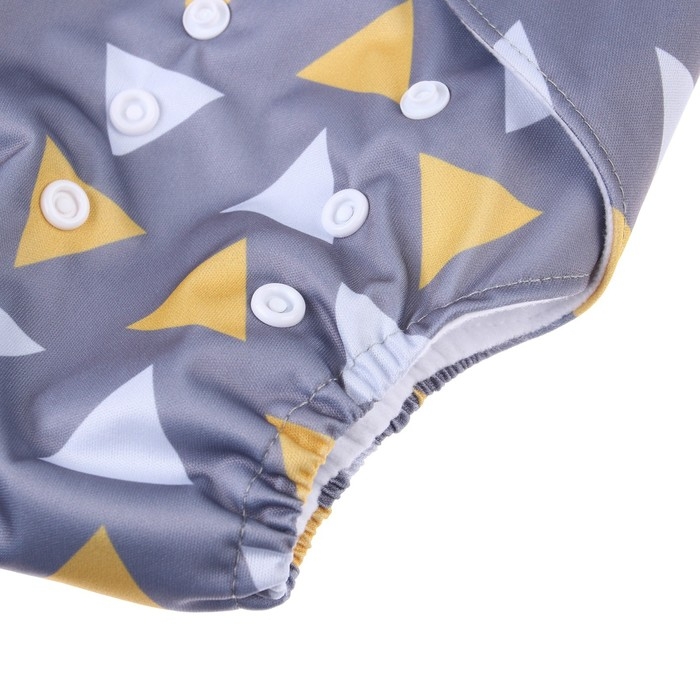 Многоразовый подгузник &laquo;Треугольники&raquo;, 3-15 кг, цвет серый, Крошка Я