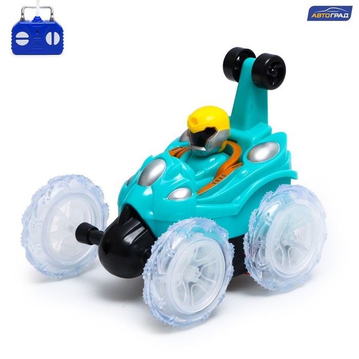 Машина-перевёртыш радиоуправляемая «Трюк», работает от батареек, световые эффекты, цвет синий Машина-перевёртыш радиоуправляемая «Трюк», работает от батареек, световые эффекты, цвет синий