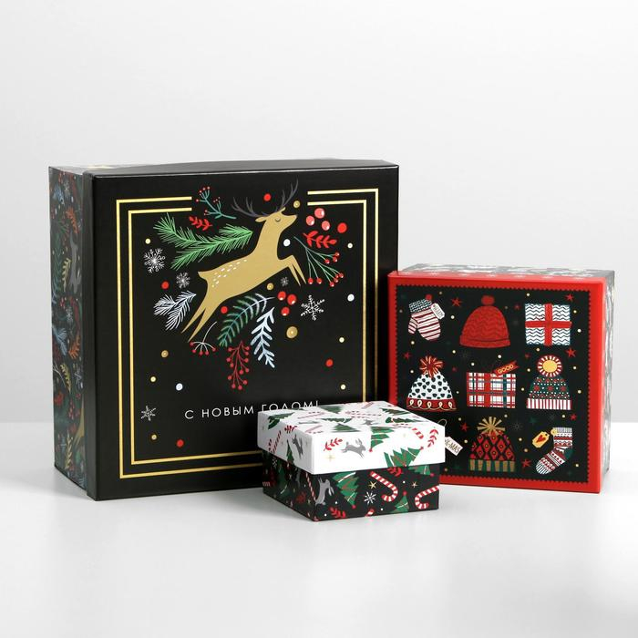 Набор подарочных коробок 10 в 1 &laquo;Новогодний&raquo;, 10 х 10 х 6 ‒ 28 х 28 х 15 см, Новый год