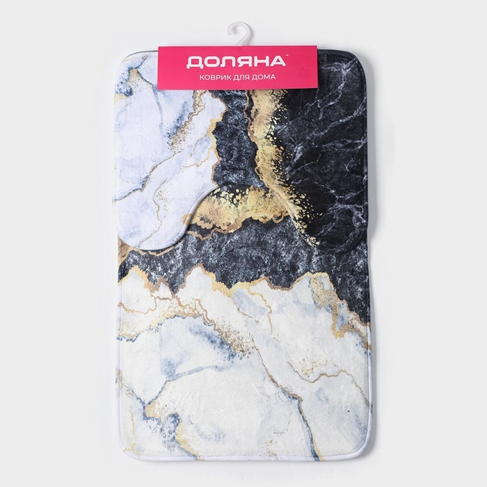 Коврики для ванной и туалета Доляна «Мрамор», 2 шт: 79×50 см, 50×39 см, цвет МИКС Коврики для ванной и туалета Доляна «Мрамор», 2 шт: 79×50 см, 50×39 см, цвет МИКС
