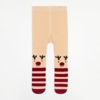 Новый год.Колготки Крошка Я "Олень", бежевый, рост 62-68 см Новый год.Колготки Крошка Я "Олень", бежевый, рост 62-68 см