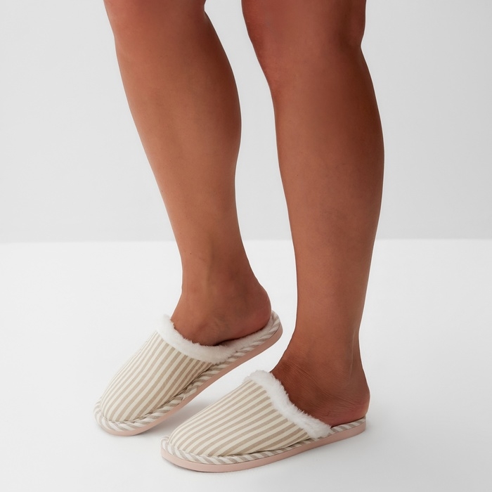 Тапочки женские, размер 36-37, бежевый Тапочки женские, размер 36-37, бежевый