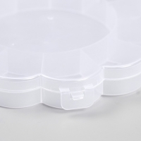 Шкатулка пластик для мелочей "Цветок" прозрачная 13 отделений 15,5х15,5х2,5 см Шкатулка пластик для мелочей "Цветок" прозрачная 13 отделений 15,5х15,5х2,5 см