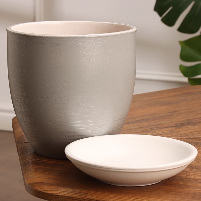 Горшок цветочный "Фоджа" серый линии 3,5 л