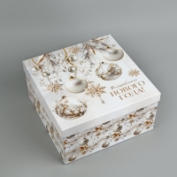 Набор подарочных коробок 10 в 1 &laquo;Белая роскошь&raquo;, 10.2 х 10.2 х 6&ndash;28.2 х 28.2 х 15 см, Новый год