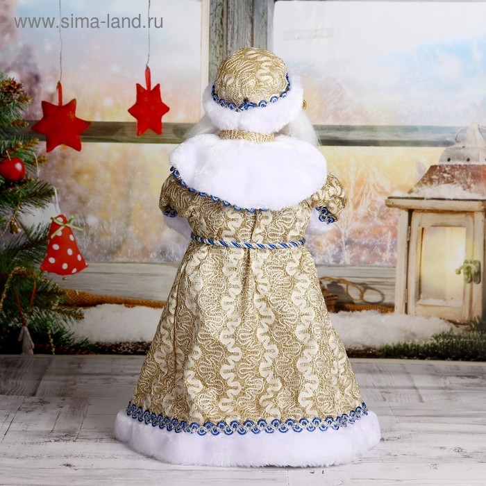 Дед Мороз Дед Мороз "Шик" в сине-золотой шубке с посохом, двигается, 47 см