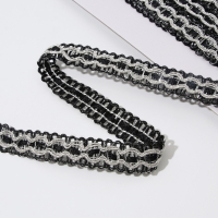 Тесьма декоративная, 16 мм, 9,1 &plusmn; 1 м, цвет черный/серебряный