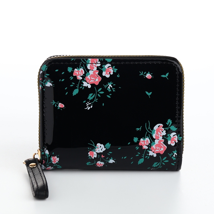 Кошелёк женский на молнии, лакированный, цвет чёрный Кошелёк женский на молнии, лакированный, цвет чёрный