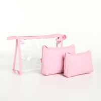 Набор косметичек 3 в 1 на молнии, цвет розовый Набор косметичек 3 в 1 на молнии, цвет розовый