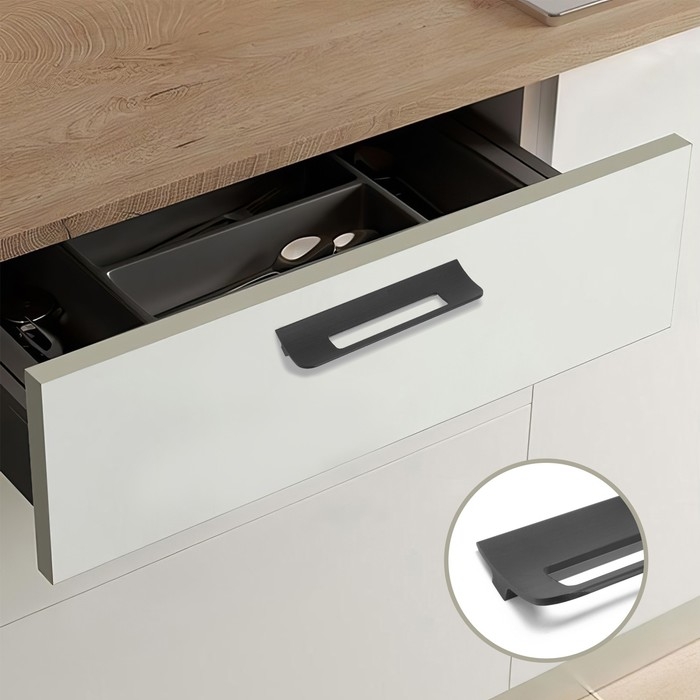 Ручка скоба мебельная RS1402, м/о=160, цвет черный Ручка скоба мебельная RS1402, м/о=160, цвет черный