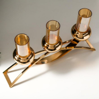 Подсвечник металл, стекло на 3 свечи "Зеркало души" золото 22,5х41,5х8,5 см Подсвечник металл, стекло на 3 свечи "Зеркало души" золото 22,5х41,5х8,5 см