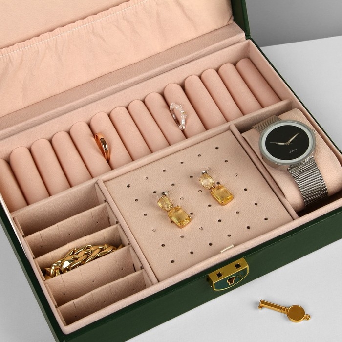 Подставка для украшений &laquo;Шкатулка&raquo; 1 ярус, 17&times;23&times;6,5 см, цвет зелёный