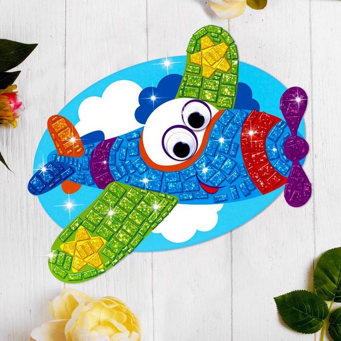 Аппликация стикерами форменная &laquo;Самолёт&raquo;, набор для творчества, стикерная мозаика