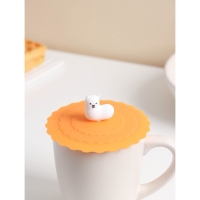 Крышка - непроливайка силиконовая Доляна &laquo;Лама&raquo;, d=10 см, цвет оранжевый
