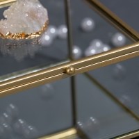 Органайзер для хранения &laquo;MOUNTAINS&raquo;, с крышкой, стеклянный, с зеркальным дном, 1 секция, 12 &times; 12 &times; 7 см, цвет прозрачный/медный