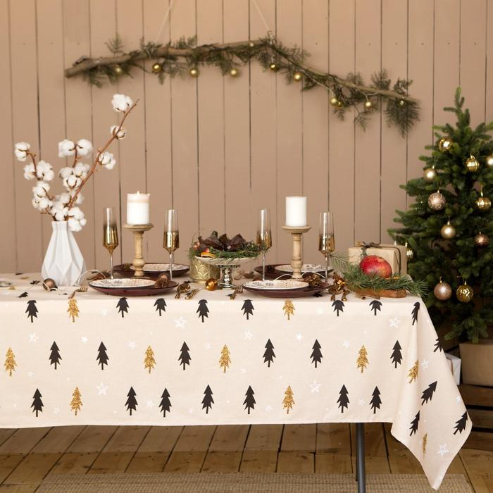 Скатерть "Доляна" Christmas mood 146х220+/- 3см, 100%хл, рогожка 164 г/м2