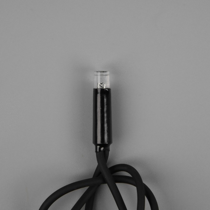 Гирлянда &laquo;Нить&raquo; 10 м, IP65, УМС, тёмная каучуковая нить, 100 LED, свечение белое, мерцание, 220 В