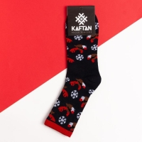 Носки новогодние мужские KAFTAN "Олень" размер 41-44 (27-29 см), цвет синий Носки новогодние мужские KAFTAN "Олень" размер 41-44 (27-29 см), цвет синий