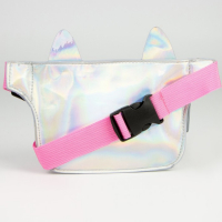 Сумка детская для девочки поясная "Кошечка", на молнии, цвет серебристый Сумка детская для девочки поясная "Кошечка", на молнии, цвет серебристый