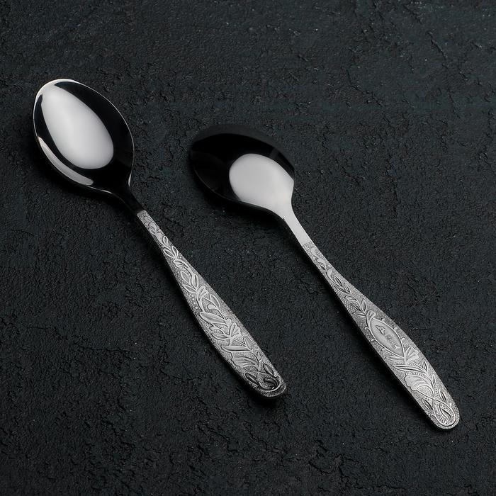 Ложка чайная &laquo;Уралочка&raquo;, длина 14 см, толщина 2 мм, цвет серебряный