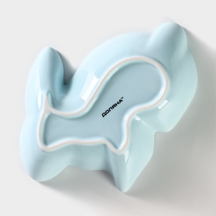 Блюдо керамическое сервировочное глубокое Доляна &laquo;Милашки. Зайка&raquo;, 300 мл, 17,5&times;12,6&times;4 см, цвет голубой