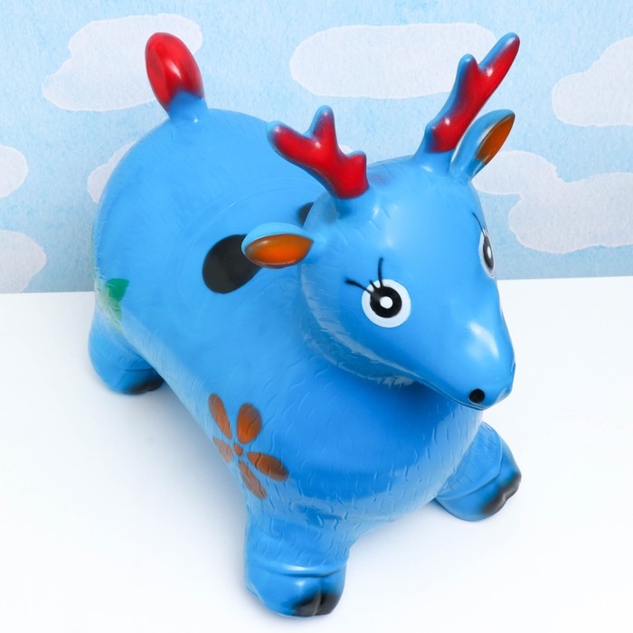 Игрушка - прыгун детская "Олень" резиновая надувная, 50х27см, синий