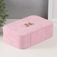 Шкатулка текстиль для украшений "Бант" нежно-розовый 22х14,5х7 см