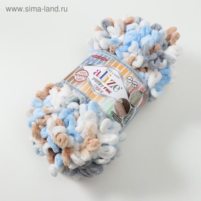 Пряжа Пряжа "Puffy Fine Color" 100% микрополиэстер 14,5м/100гр (5946 бел-гол-беж)