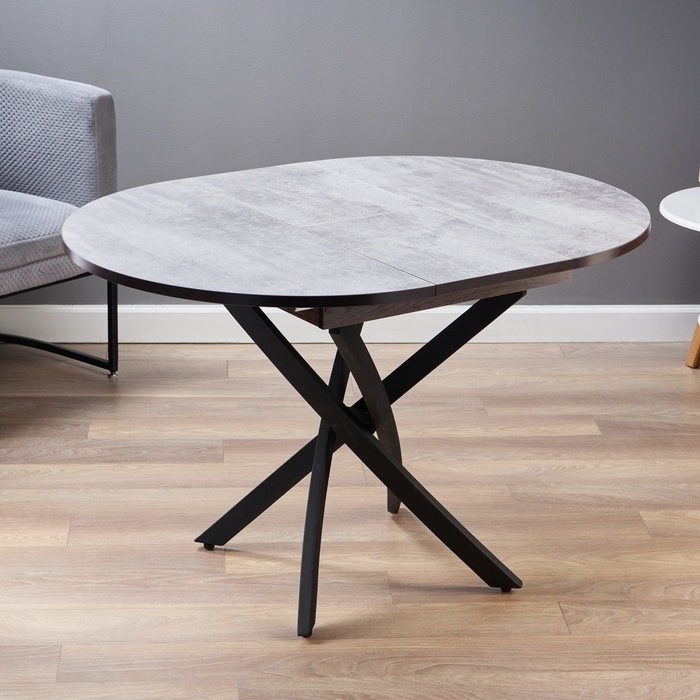 Стол обеденный на одной ножке раздвижной Норд, 90(122)х90х79, ЛДСП 22мм/Пластик, Бетон