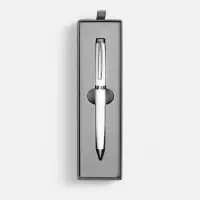 Ручка шариковая Letra Chrome в футляре, белая