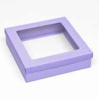 Коробка подарочная складная, упаковка, крышка-дно, сиреневая, с окном 30 х 30 х 8 см