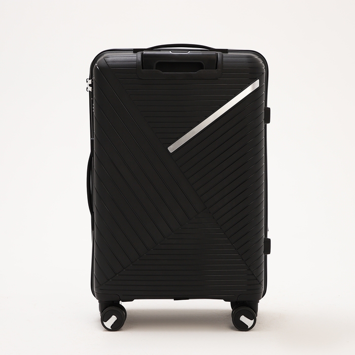 Чемодан средний 69 л (M), отдел на молнии, кодовый замок, 4 колеса, цвет чёрный