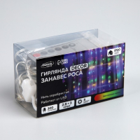 Гирлянда &laquo;Занавес&raquo; 2.8 &times; 3 м роса на крючках, с пультом, IP20, серебристая нить, 300 LED, свечение мульти, 8 режимов, USB