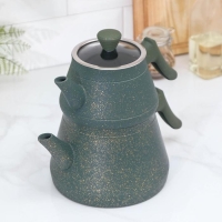 Чайник двойной &laquo;Турецкий&raquo;, 1 л, 2 л, антипригарное покрытие, цвет МИКС