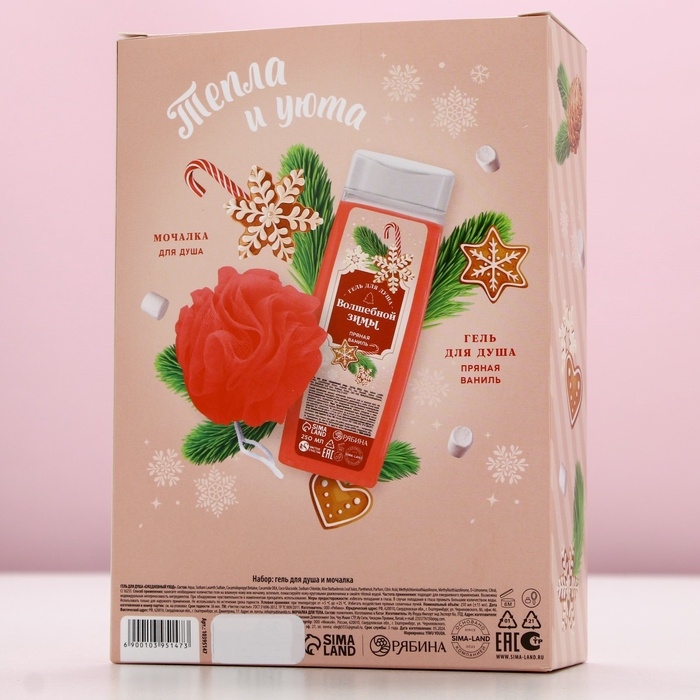 Подарочный набор ЧИСТОЕ СЧАСТЬЕ &laquo;Сказка&raquo;: гель для душа 250 мл и мочалка для душа, Новый Год