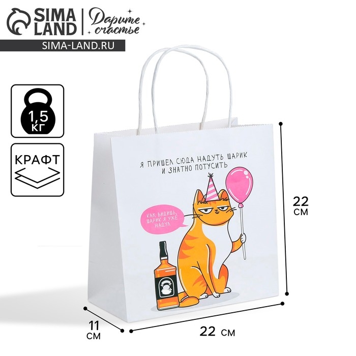 Пакет подарочный, упаковка, &laquo;Туса&raquo;, 22 х 22 х 11 см