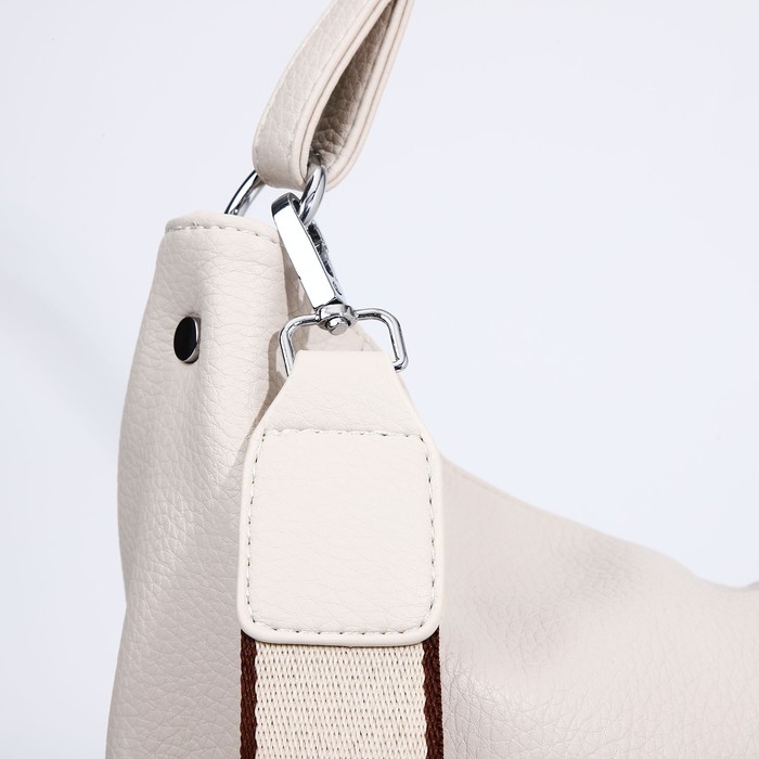 Сумка-тоут на молнии, 3 наружных кармана, цвет молочный Сумка-тоут на молнии, 3 наружных кармана, цвет молочный