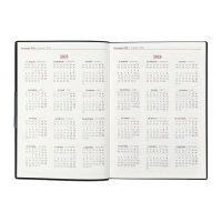 Еженедельник датир 2025г мягк обл иск кож А6+ 80л ESCALADA, тис ф, кр бл 70 г/м&sup2;, чёрный