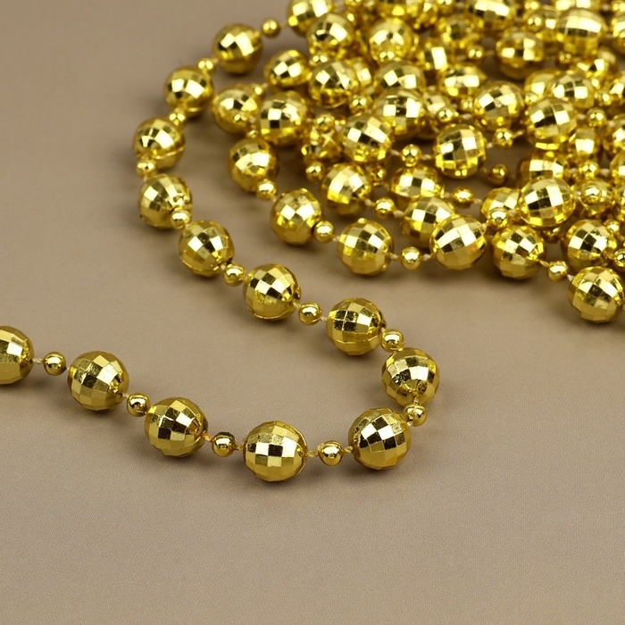 Бусы на нитях &laquo;Диско шар&raquo;, 10/4 мм, 2 м, цвет золотой
