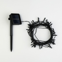 Гирлянда &laquo;Нить&raquo; 5 м, IP44, тёмная нить, 50 LED, свечение жёлтое/аквамарин, 2 режима, солнечная батарея