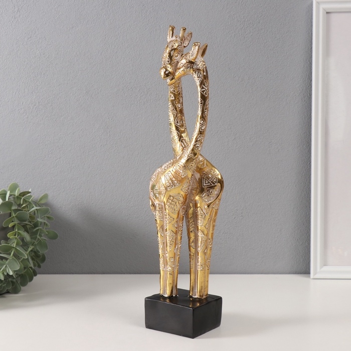 Сувенир полистоун Сувенир полистоун "Жирафы - нежность" геометрические узоры золото 10х7х39,5 см