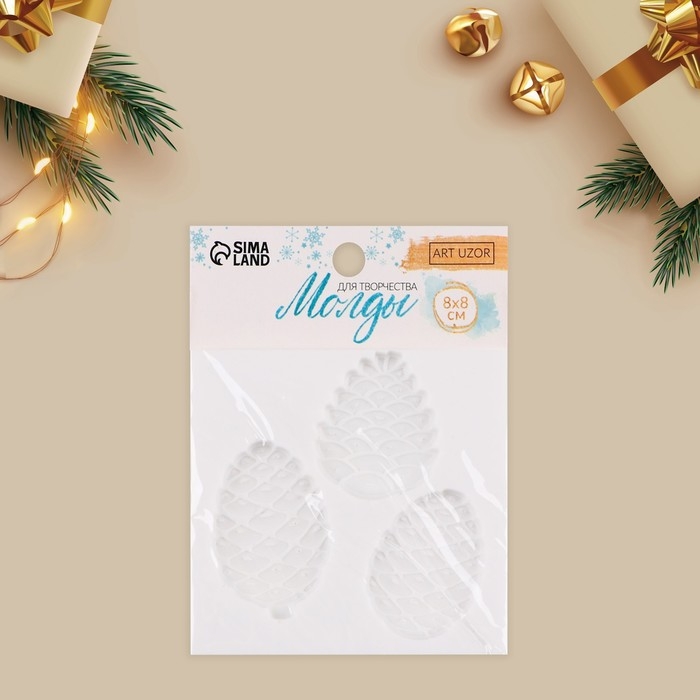 Силиконовый молд для творчества «Новогодние шишки», 8 х 8 см Силиконовый молд для творчества «Новогодние шишки», 8 х 8 см