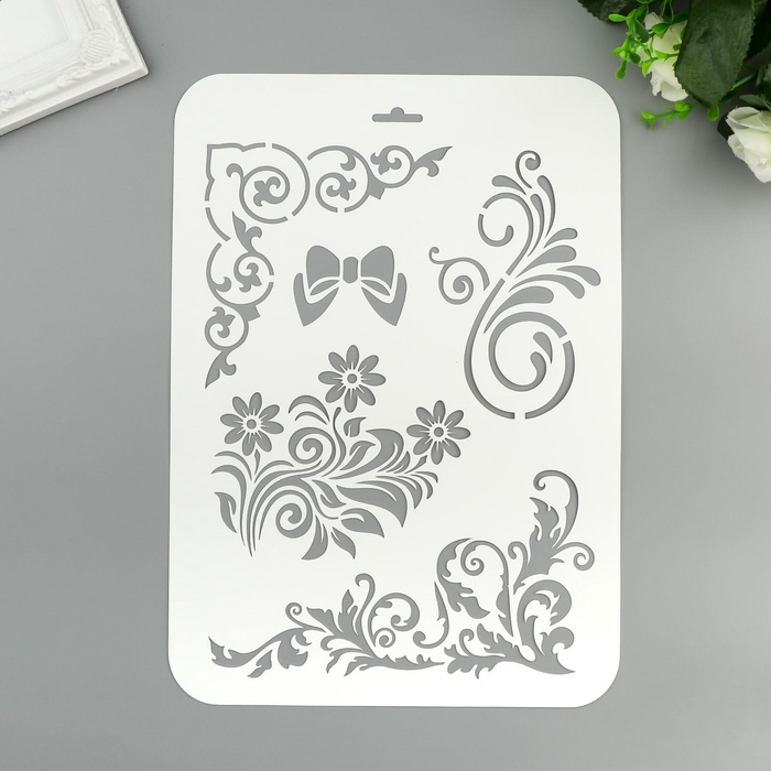 Трафарет пластик Трафарет пластик "Бантик, цветы, узоры" 22х31 см