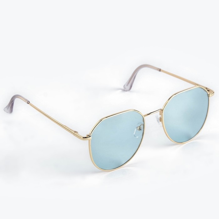 Очки солнцезащитные "OneSun", дужка 13 см, ширина 13 см, линза 4.5 х 5 см, бирюзовые