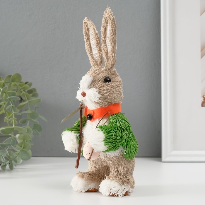 Сувенир "Зайка в зеленом с палочкой" 9х8х23,5 см