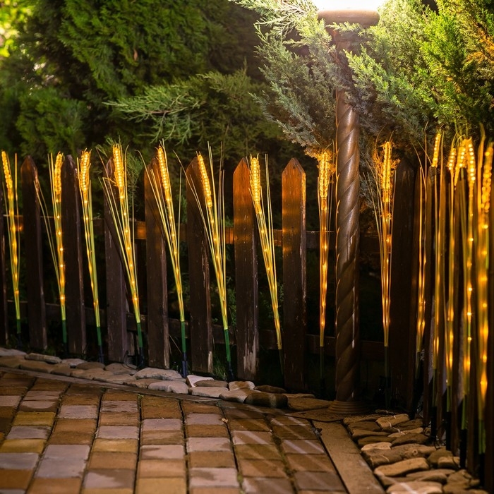 Садовый светильник на солнечной батарее &laquo;Колосья&raquo; Uniel, LED, IP44, 5 Лм, 750х3600х100 мм, цвет жёлтый